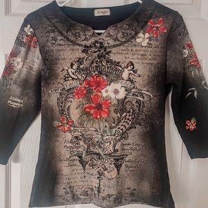 Vintage Y2K Cherub Angel Paris Beaded Fairy French Renaissance Goth Whimsy Top